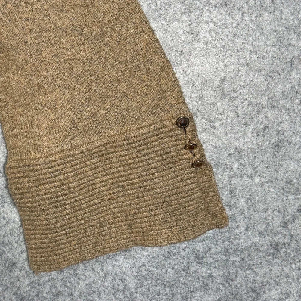 Michael Kors Turtleneck Sweater Womens Medium Camel Brown Ribbed Button Cuff MK